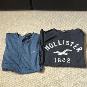 Hollister Mens Graphic Tee - Dark Gray and Blue